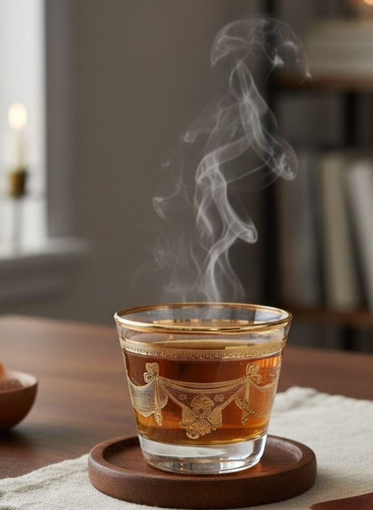 بريميم طقم أكواب شاي زجاجية بنقوش ذهبية مكوّن من اثني عشر كوباً مقاومة للحرارة - Image 2